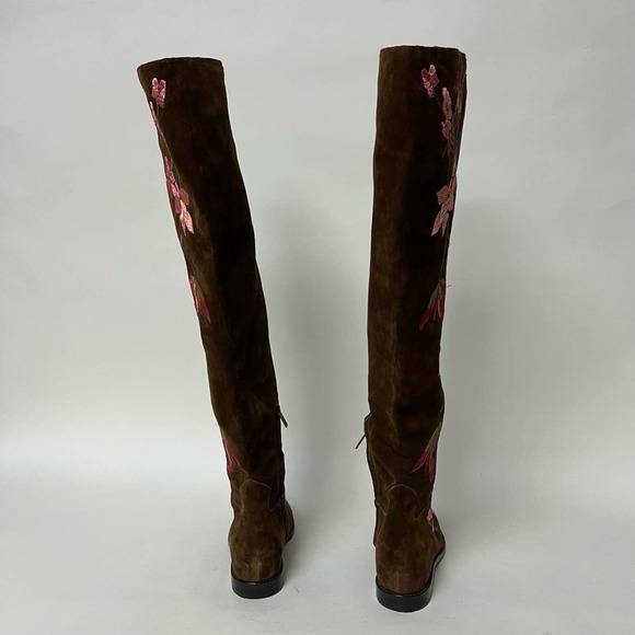 Ash Jess Over The Knee Boots Tall Embroidered Brown Suede Zip Size 37 $498 - Picture 8 of 11